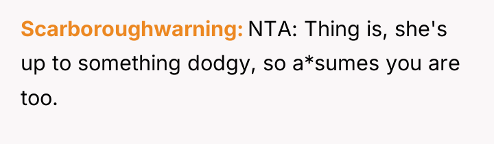Scarboroughwarning NTA: Thing is, she's up to something dodgy, so...
