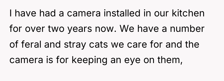 I have had a camera installed in our kitchen for...