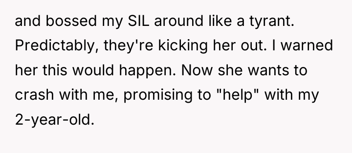 and bossed my SIL around like a tyrant. Predictably, they're...