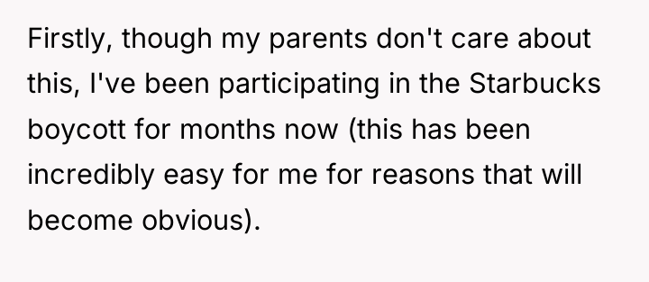 Firstly, though my parents don't care about this, I've been...