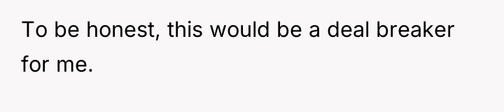To be honest, this would be a deal breaker for...