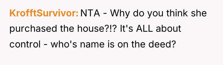 KrofftSurvivor NTA - Why do you think she purchased the...