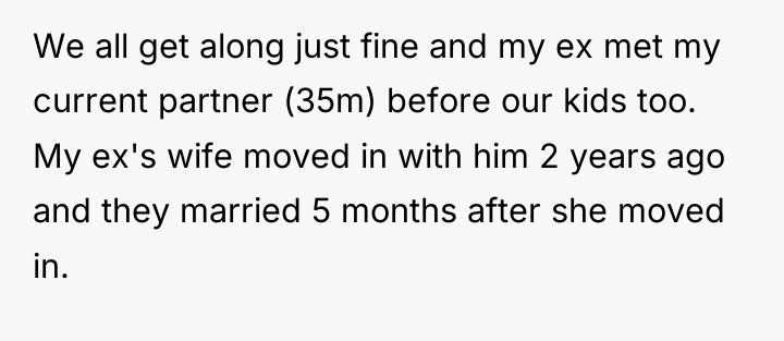 We all get along just fine and my ex met...
