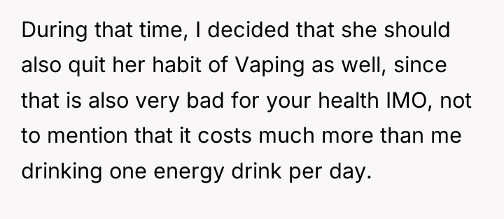 During that time, I decided that she should also quit...