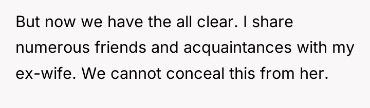 But now we have the all clear. I share numerous...