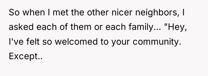 So when I met the other nicer neighbors, I asked...