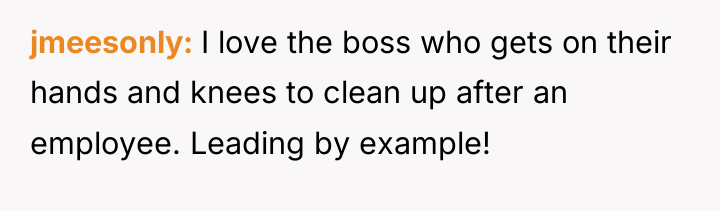 jmeesonly I love the boss who gets on their hands...
