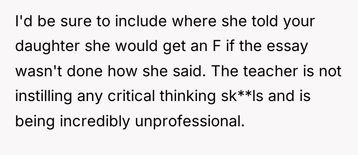 I'd be sure to include where she told your daughter...