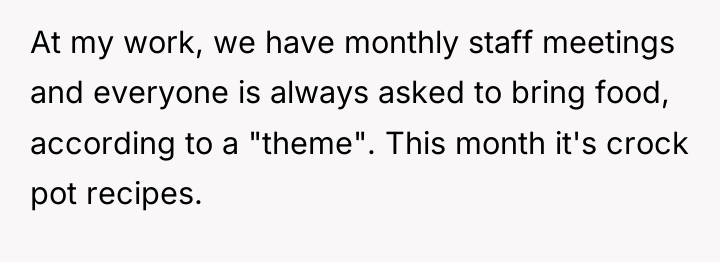 At my work, we have monthly staff meetings and everyone...