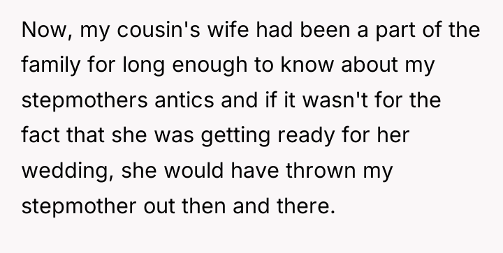 Now, my cousin's wife had been a part of the...