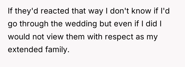 If they'd reacted that way I don't know if I'd...