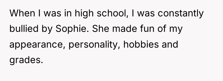 When I was in high school, I was constantly bullied...