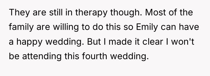 They are still in therapy though. Most of the family...