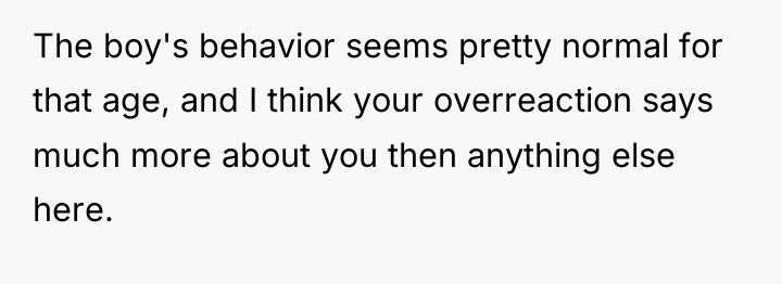 The boy's behavior seems pretty normal for that age, and...