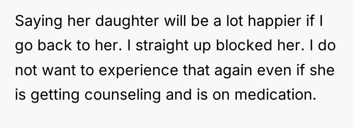 Saying her daughter will be a lot happier if I...