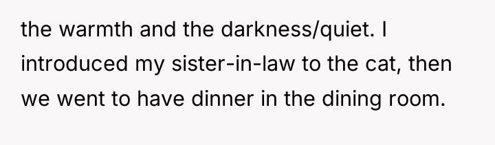 the warmth and the darkness/quiet. I introduced my sister-in-law to...
