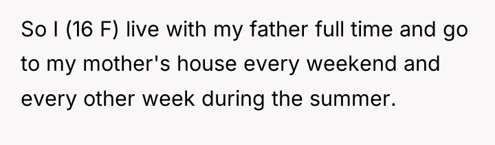 So I (16 F) live with my father full time...