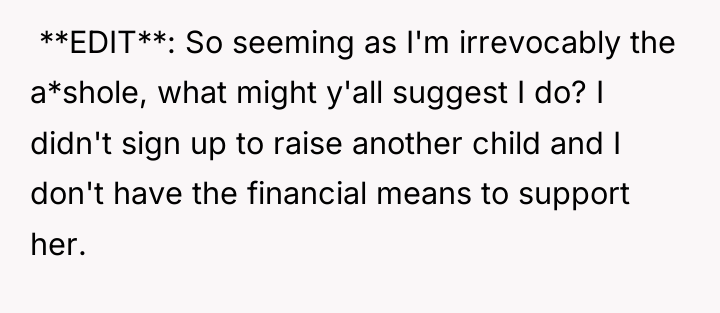  **EDIT**: So seeming as I'm irrevocably the a*shole, what...