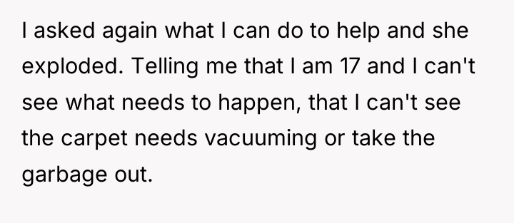 I asked again what I can do to help and...