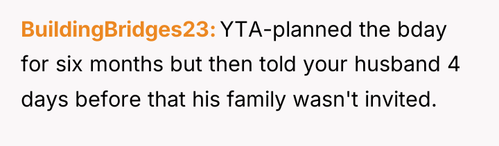 BuildingBridges23 YTA-planned the bday for six months but then told...