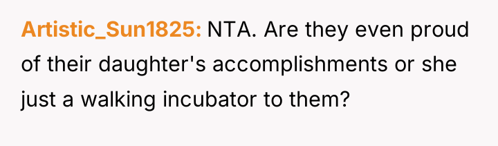 Artistic_Sun1825 NTA. Are they even proud of their daughter's accomplishments...