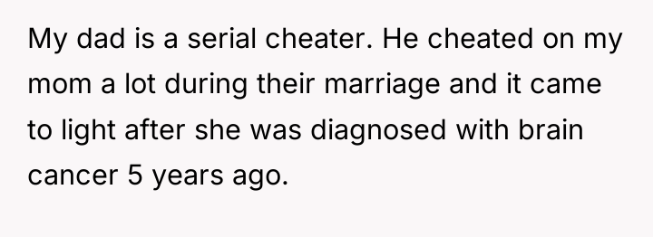 My dad is a serial cheater. He cheated on my...