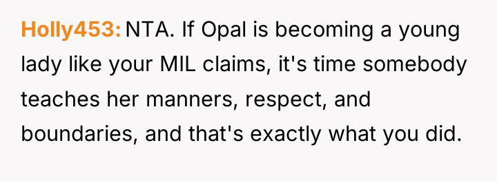 Holly453 NTA. If Opal is becoming a young lady like...