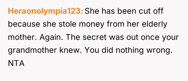 Heraonolympia123 She has been cut off because she stole money...