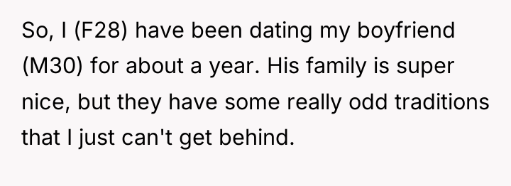 So, I (F28) have been dating my boyfriend (M30) for...
