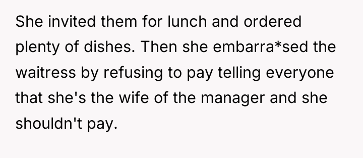 She invited them for lunch and ordered plenty of dishes....