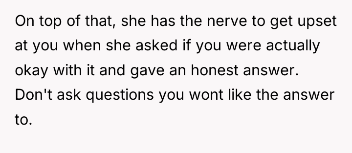 On top of that, she has the nerve to get...