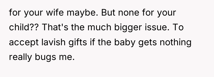 for your wife maybe. But none for your child?? That's...