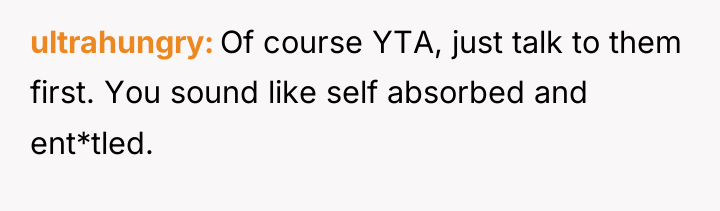 ultrahungry Of course YTA, just talk to them first. You...