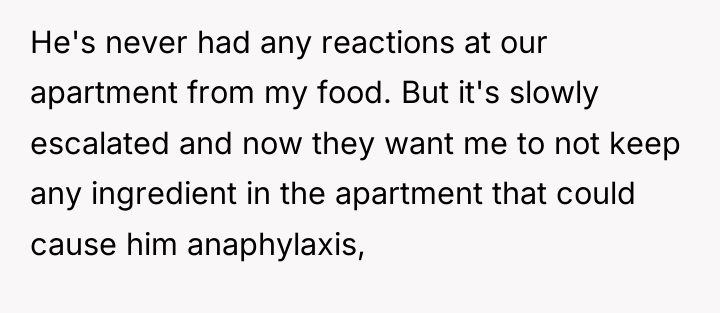 He's never had any reactions at our apartment from my...