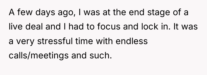 A few days ago, I was at the end stage...