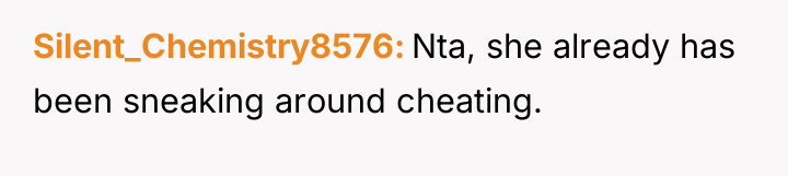 Silent_Chemistry8576 Nta, she already has been sneaking around cheating.