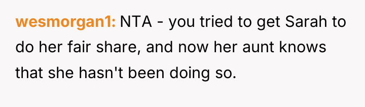 wesmorgan1 NTA - you tried to get Sarah to do...