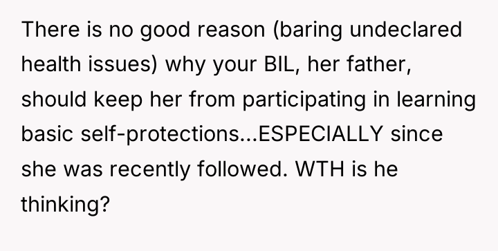 There is no good reason (baring undeclared health issues) why...