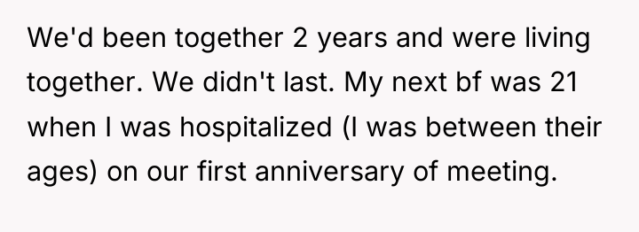 We'd been together 2 years and were living together. We...