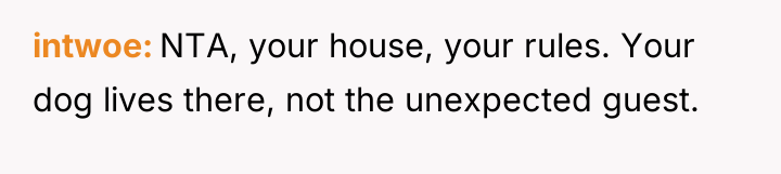 intwoe NTA, your house, your rules. Your dog lives there,...