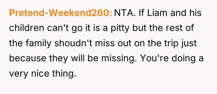 Pretend-Weekend260 NTA. If Liam and his children can't go it...