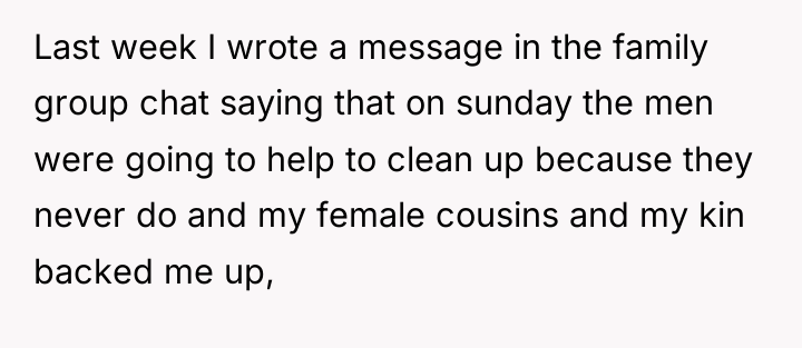 Last week I wrote a message in the family group...