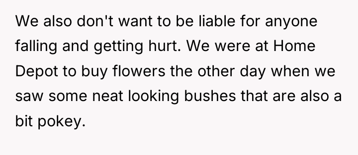 We also don't want to be liable for anyone falling...