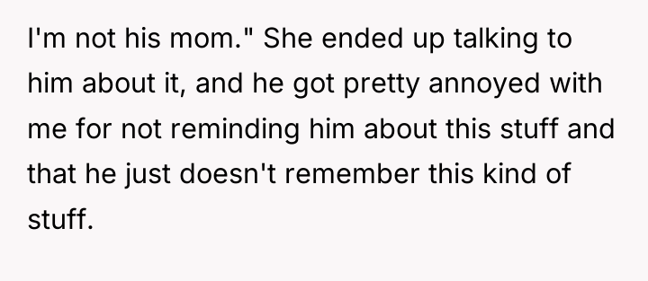 I'm not his mom." She ended up talking to him...