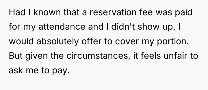 Had I known that a reservation fee was paid for...