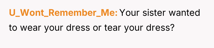 U_Wont_Remember_Me Your sister wanted to wear your dress or tear...