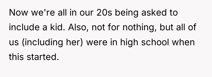 Now we're all in our 20s being asked to include...