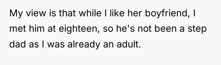 My view is that while I like her boyfriend, I...