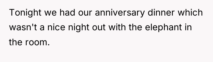 Tonight we had our anniversary dinner which wasn't a nice...