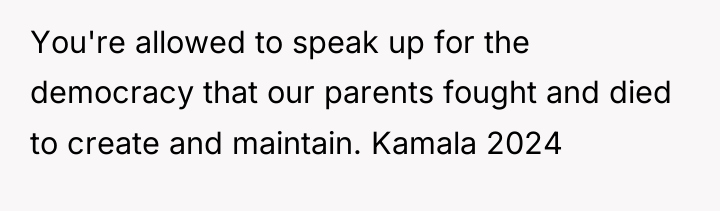 You're allowed to speak up for the democracy that our...